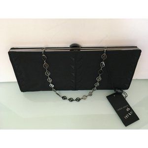 NWT $1595 Giorgio Armani Clutch Bag Black Satin